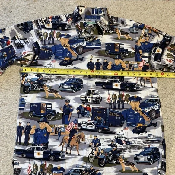 Reyn Spooner Mens Police Law AllOver Print Button Shirt M -Hawaiian Traditionals - Picture 9 of 9